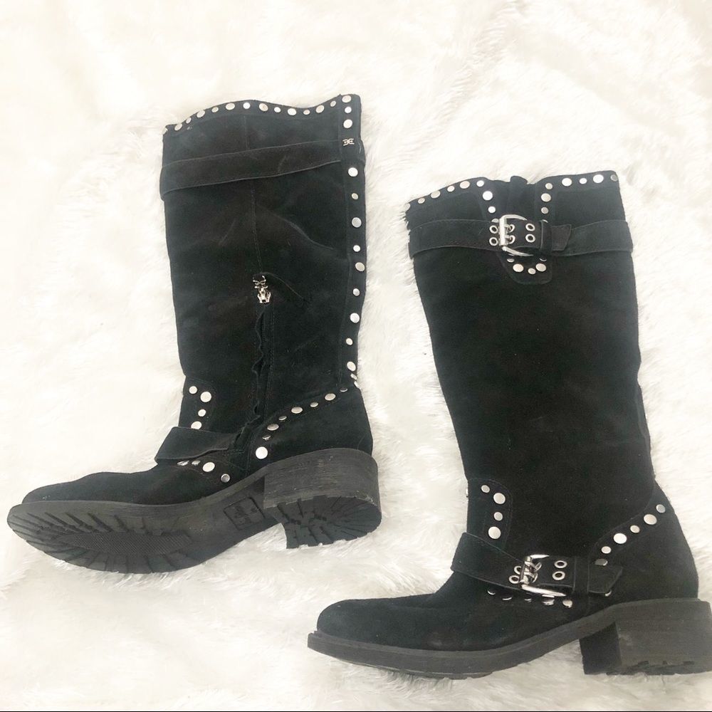 Sam Edelman Deryn Belted suede black  boots size 6.5